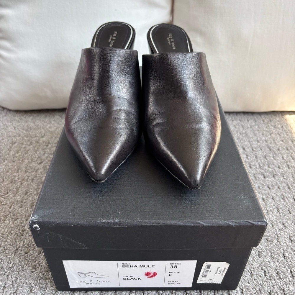 rag & bone Beha Leather Mules in Black, Size EU 38 or US 7.5 - Picture 4 of 9
